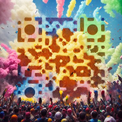 Colored Powder Festival Crowd QR Code for Posters
