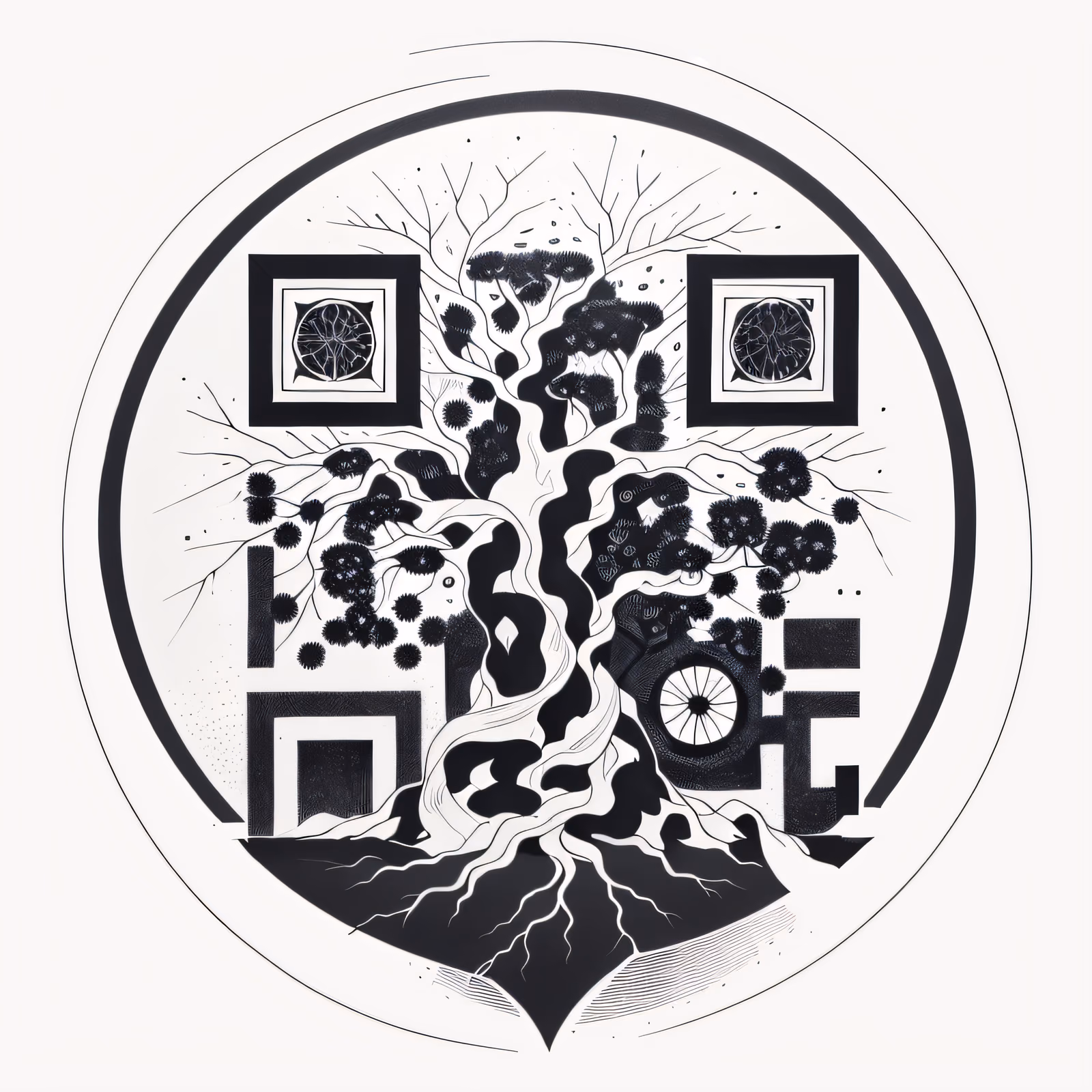 Tree of Life Ink Tattoo Branch QR Code for Temporary Tattoos — image 1