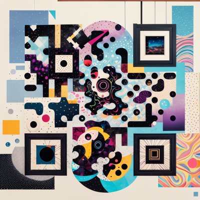 Psychedelic Paper Collage QR Code for Posters