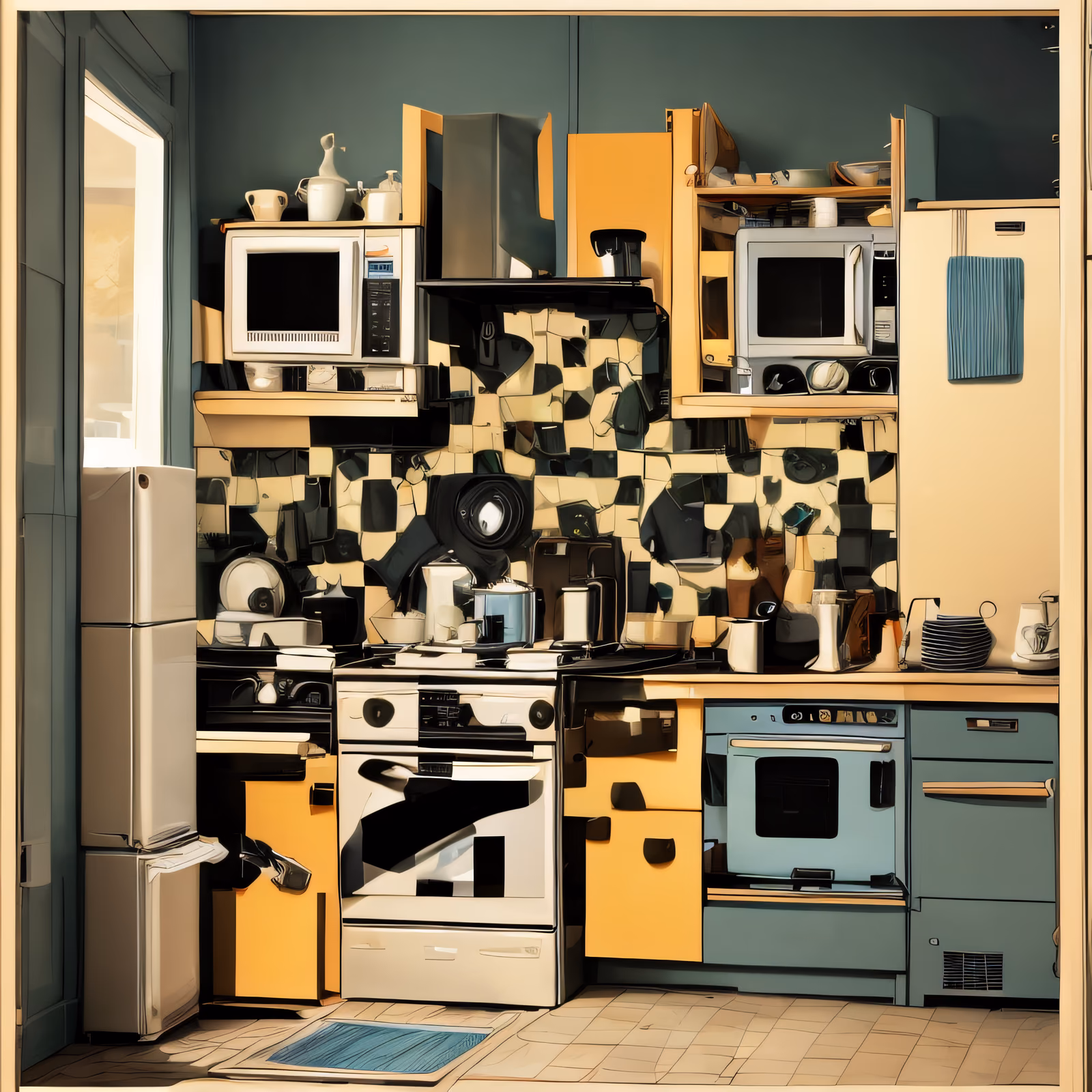 Retro Kitchen Appliances Collage QR Code Art — image 1
