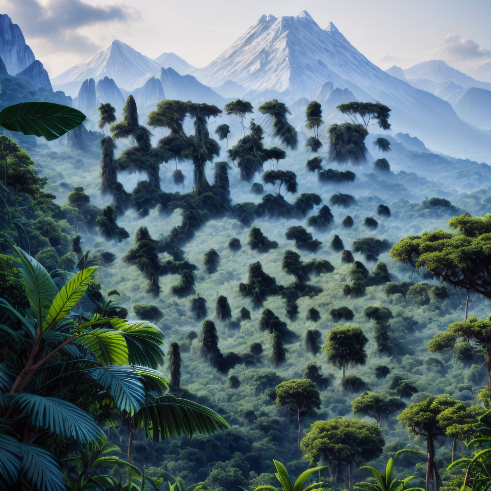 Misty Jungle Mountain Photorealistic QR Code Art — image 1