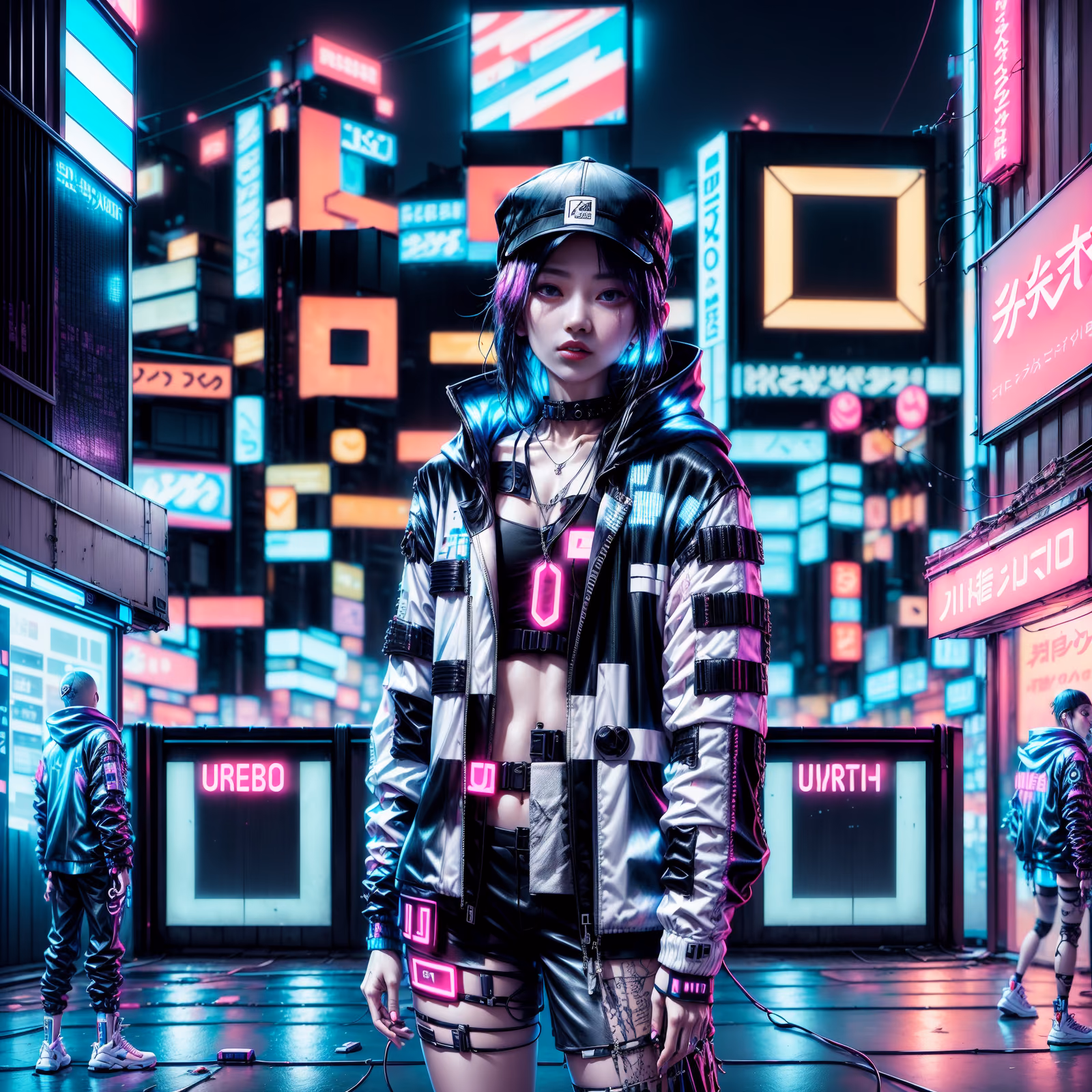 Neon Techwear Woman Cyberpunk QR Code for Apparel — image 1