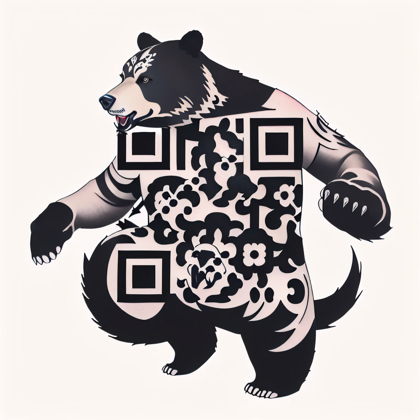 Roaring Bear Tattoo Art QR Code for Temporary Tattoos — image 1