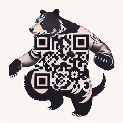 Roaring Bear Tattoo Art QR Code for Temporary Tattoos — image 1