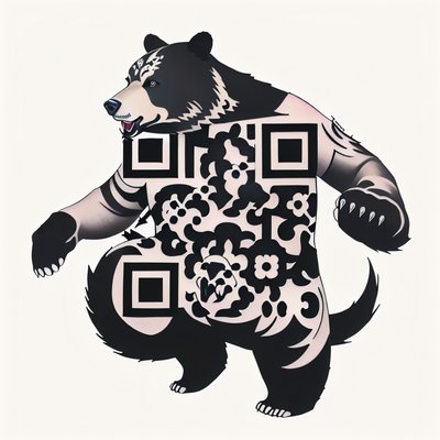 Roaring Bear Tattoo Art QR Code for Temporary Tattoos