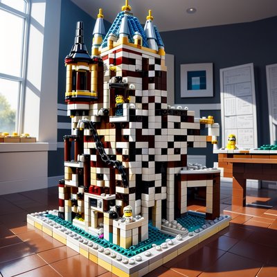 Brick Built Tower 3D Render QR Code Art