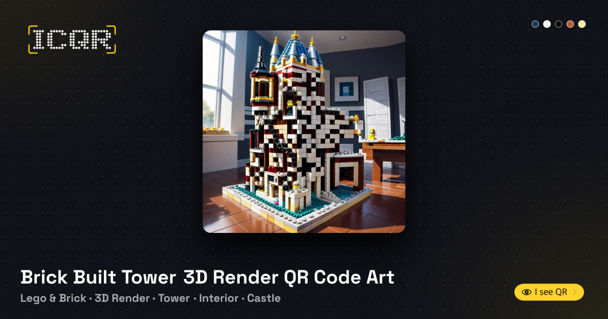 Brick Built Tower 3D Render QR Code Art • ICQR