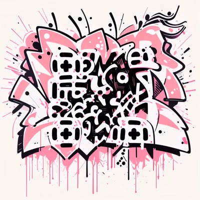 Pink Graffiti Lettering Abstract QR Code for Stickers — image 1