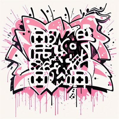 Pink Graffiti Lettering Abstract QR Code for Stickers