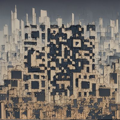 Comic Book Skyline Cityscape QR Code for Posters