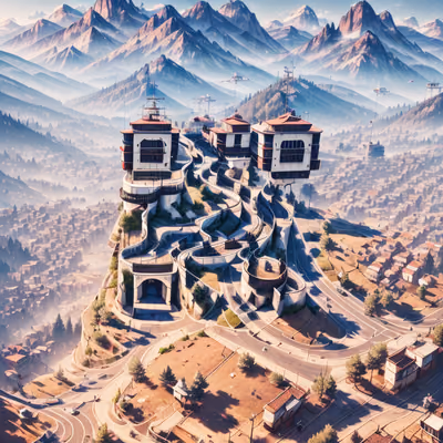 Aerial Mountain Town Digital Painting QR Code for Posters — image 1
