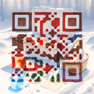 Зимний пикник в акварели: QR-код для открыток — изображение 1