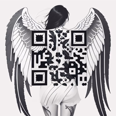 Angel Wings Back Tattoo QR Code for Temporary Tattoos — image 1