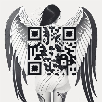 Angel Wings Back Tattoo QR Code for Temporary Tattoos