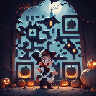 Baby Vampire Halloween Night 3D QR Code for Posters