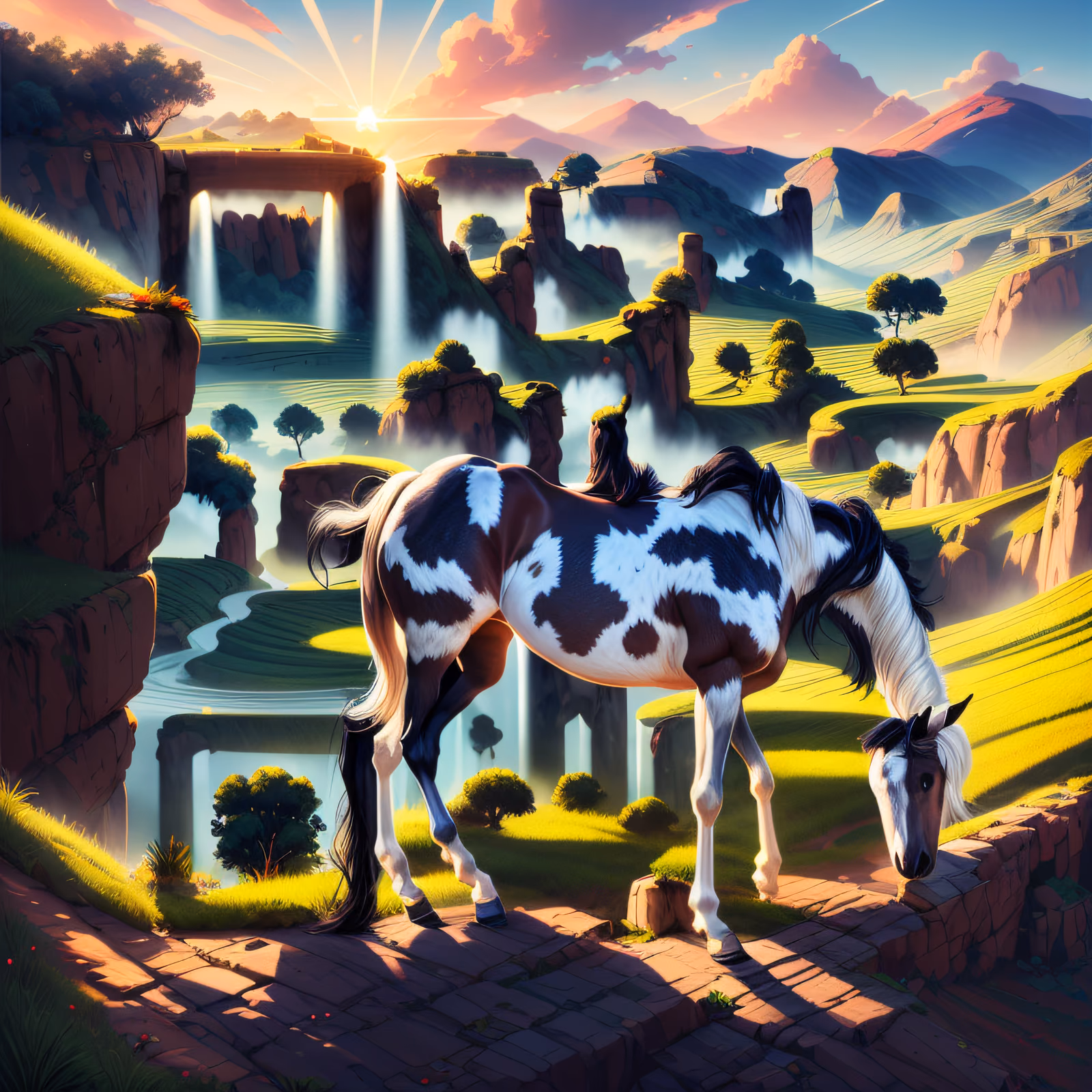 Dawn Hilltop Horse Digital Painting QR Code Art — image 1