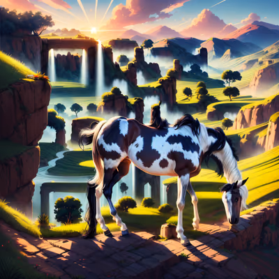 Dawn Hilltop Horse Digital Painting QR Code Art — image 1