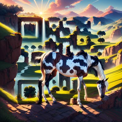 Dawn Hilltop Horse Digital Painting QR Code Art