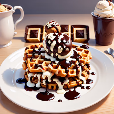Waffles Ice Cream Dessert QR Code for Restaurant Menus — image 1