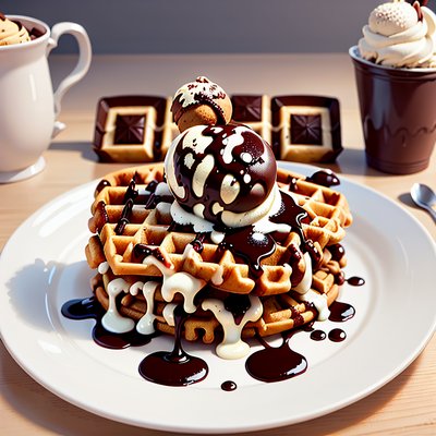 Waffles Ice Cream Dessert QR Code for Restaurant Menus