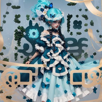 Blue Butterfly Fairy Girl Fantasy QR Code for Posters