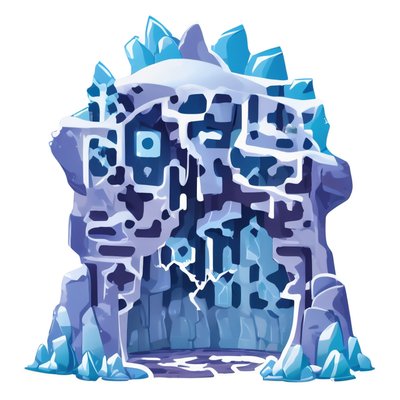 Ice Cave Vector Sticker QR Code for Stickers