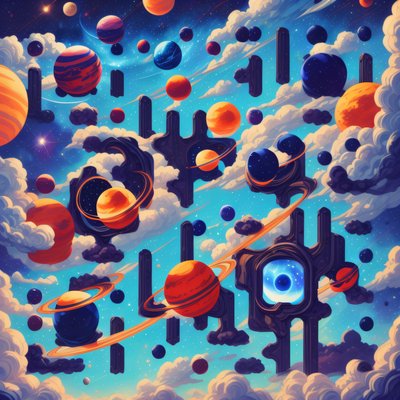 Planets and Clouds Cosmic Vector QR Code Art