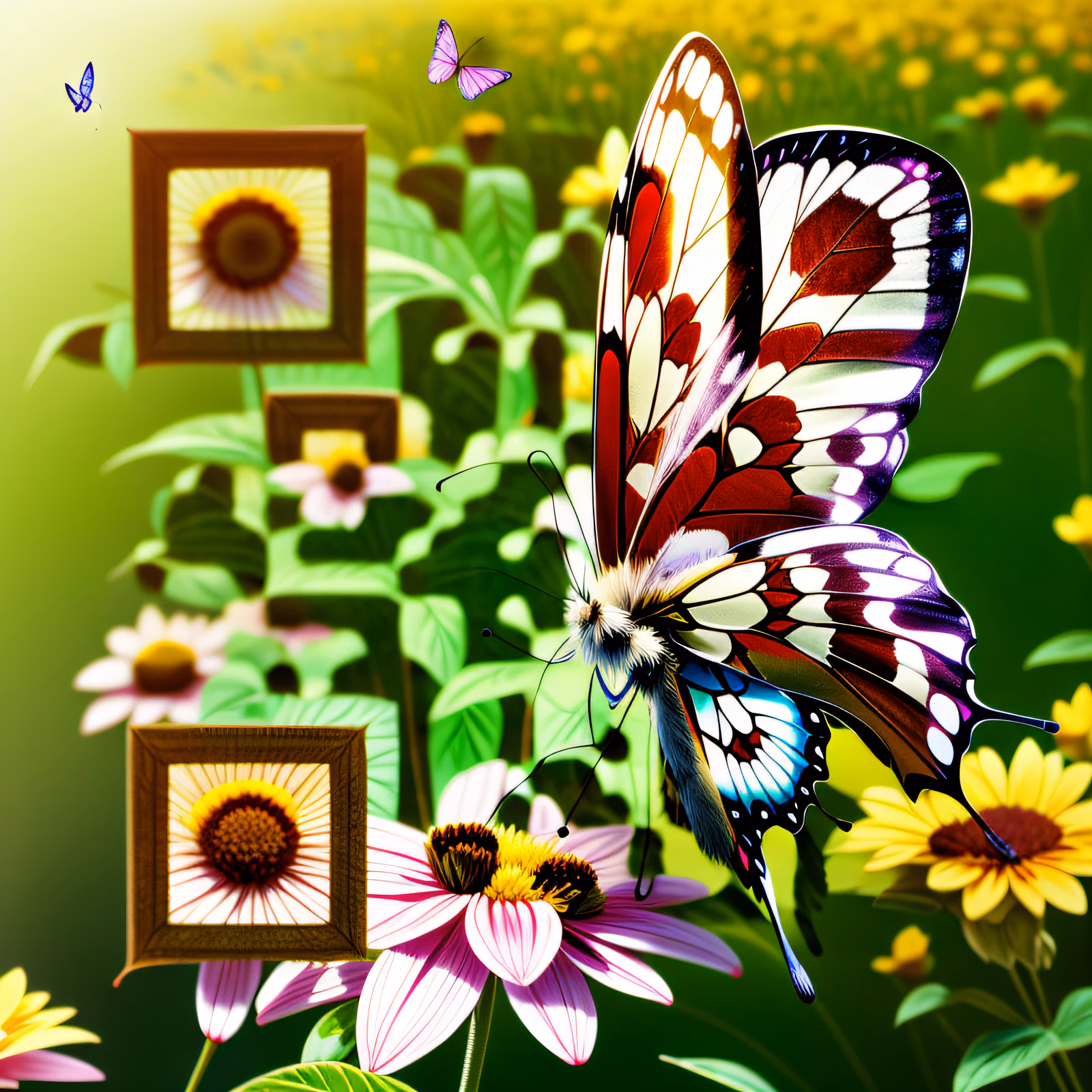 Butterfly Flower Field 3D QR Code Art — image 1