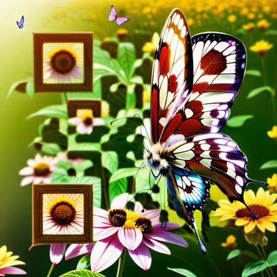 Butterfly Flower Field 3D QR Code Art — image 1