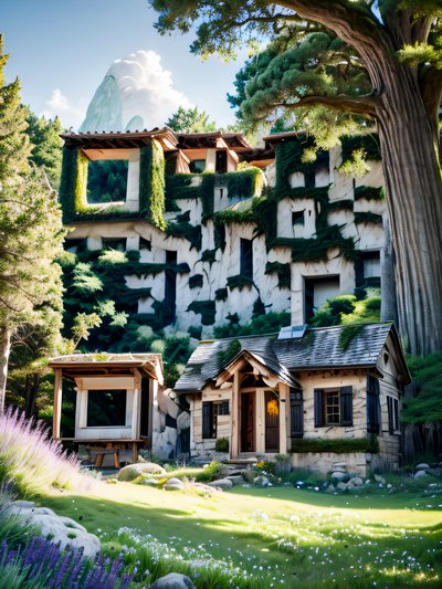 Ivy Stone Cottage Meadow Photorealistic QR Code Art