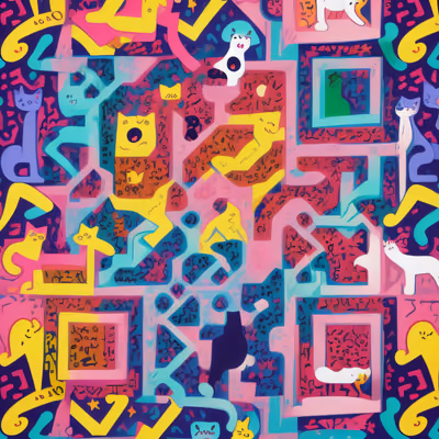 Cats and Dogs Pop Art QR Code for Apparel — image 1