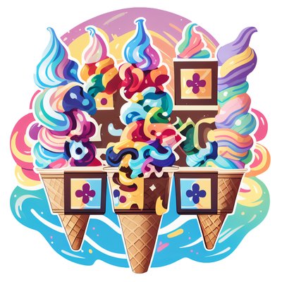 Rainbow Ice Cream Cones Vector QR Code for Stickers