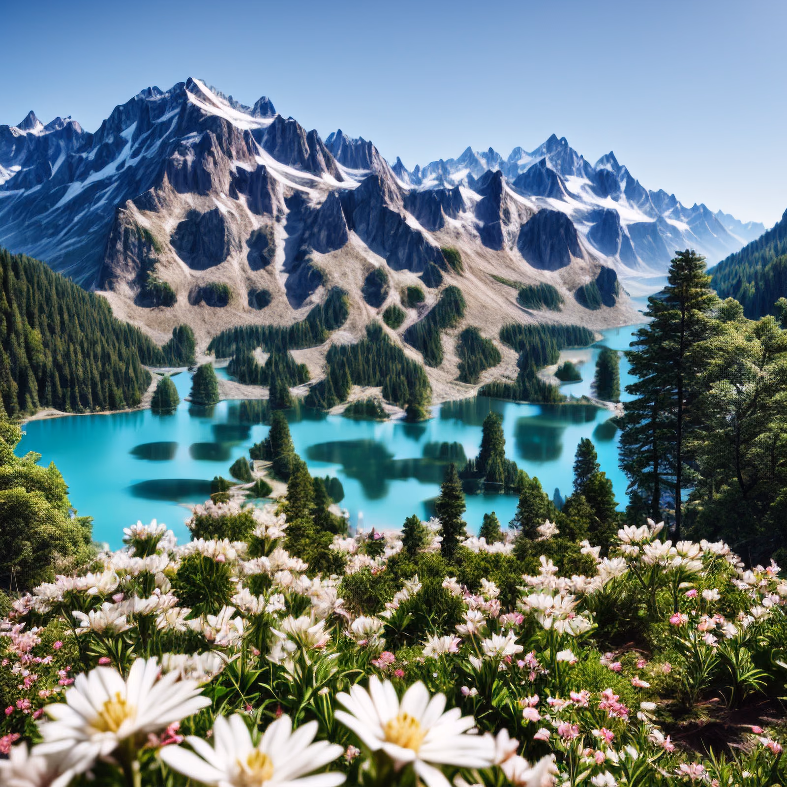 Alpine Lake Mountain Photorealistic Mountains QR Code Art — image 1