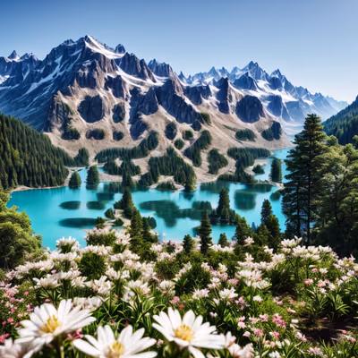 Alpine Lake Mountain Photorealistic Mountains QR Code Art — image 1