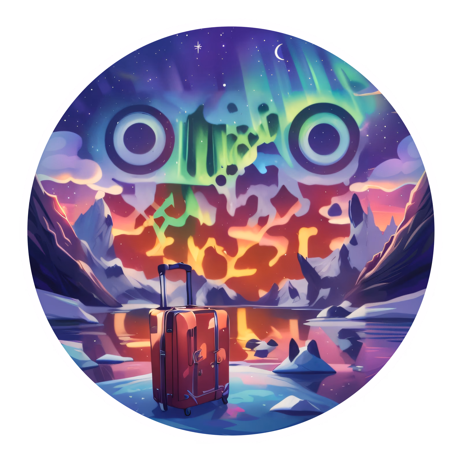 Aurora Suitcase Arctic Illustration QR Code for Stickers — image 1
