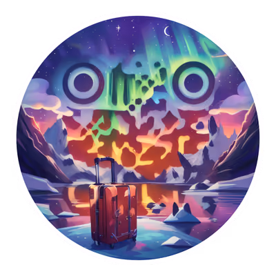 Aurora Suitcase Arctic Illustration QR Code for Stickers — image 1