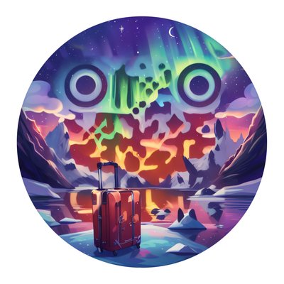 Aurora Suitcase Arctic Illustration QR Code for Stickers