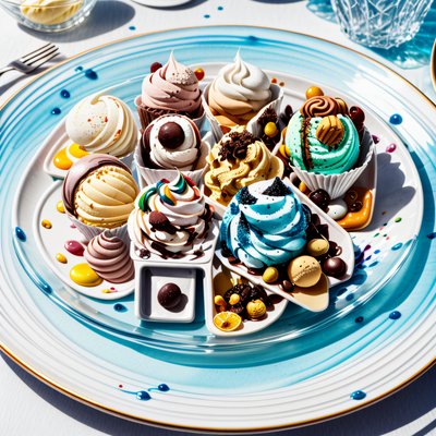 Ice Cream Assortment Watercolor QR Code for Restaurant Menus