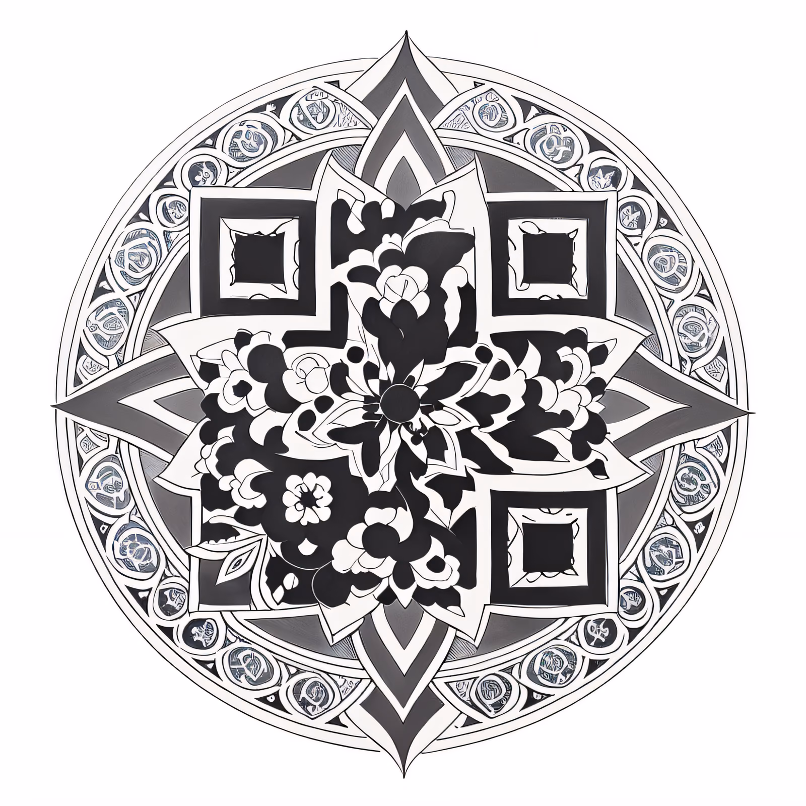 Floral Mandala Tattoo Style QR Code for Temporary Tattoos — image 1