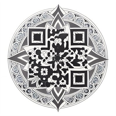 Floral Mandala Tattoo Style QR Code for Temporary Tattoos