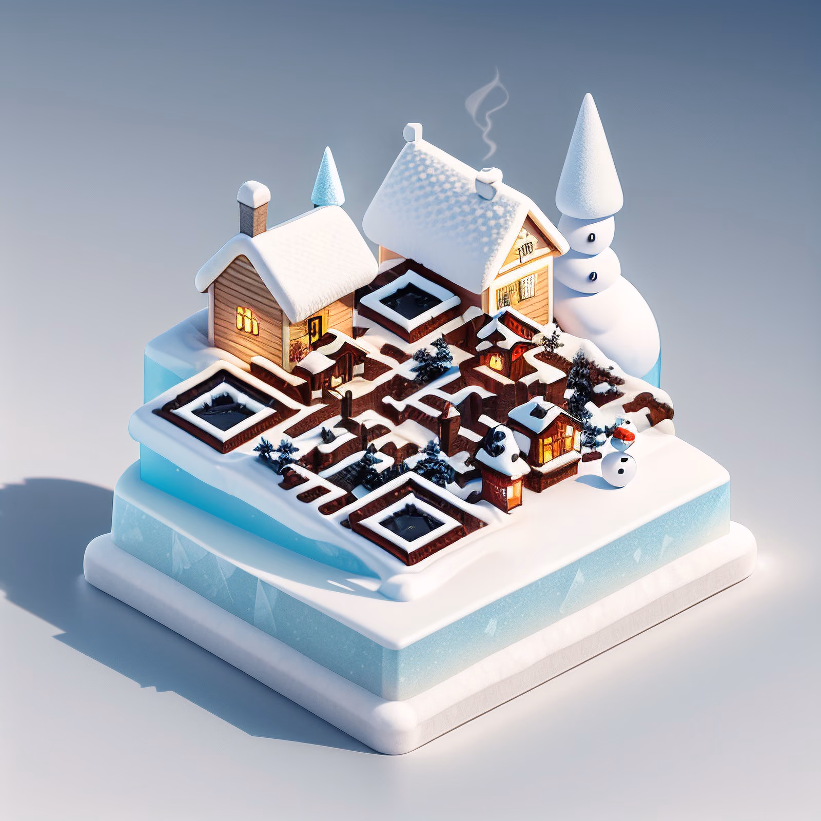 Isometric Winter Village 3D QR Code for Greeting Cards — image 1