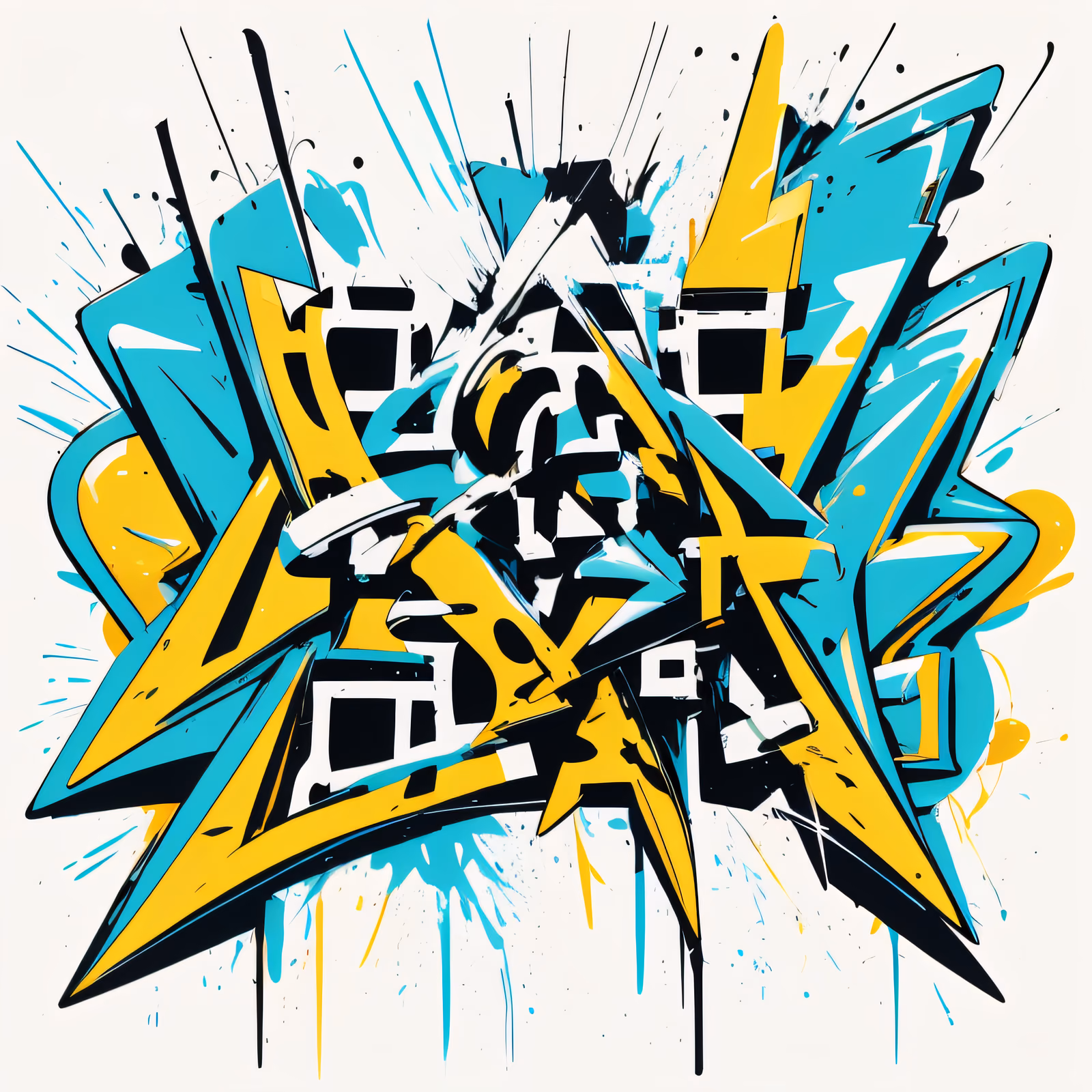 Yellow Cyan Graffiti Lettering QR Code for Stickers — image 1