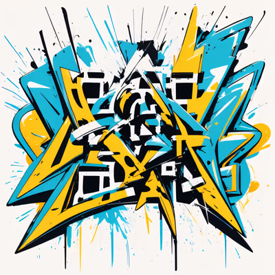 Yellow Cyan Graffiti Lettering QR Code for Stickers — image 1