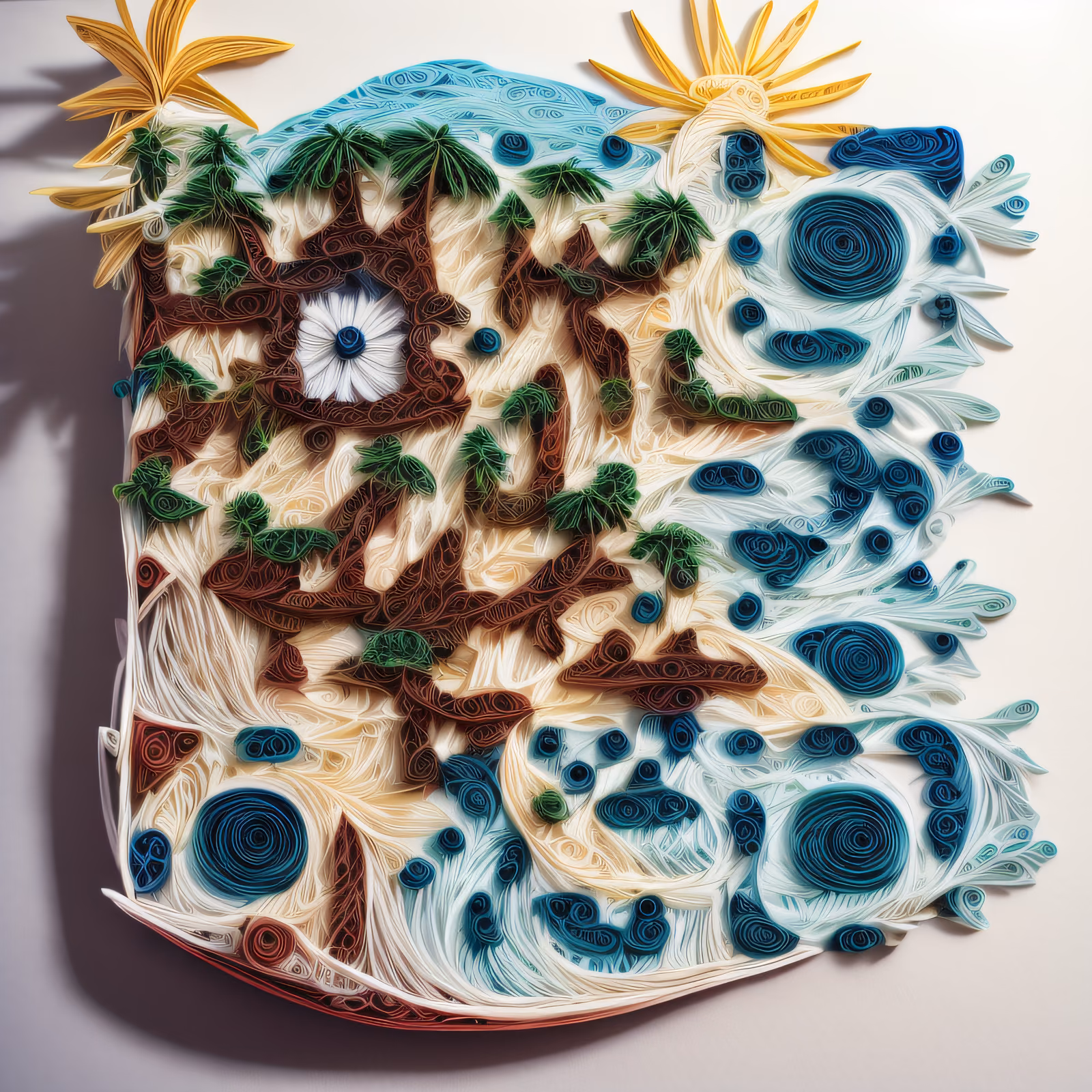 Tropical Beach Paper Quilling QR Code Art — image 1