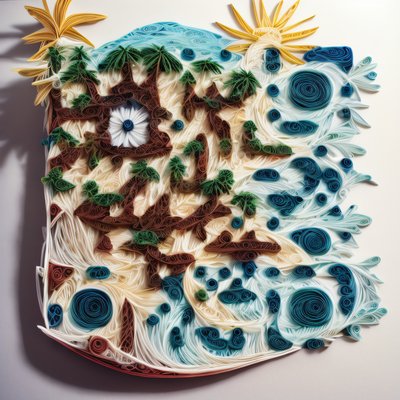 Tropical Beach Paper Quilling QR Code Art