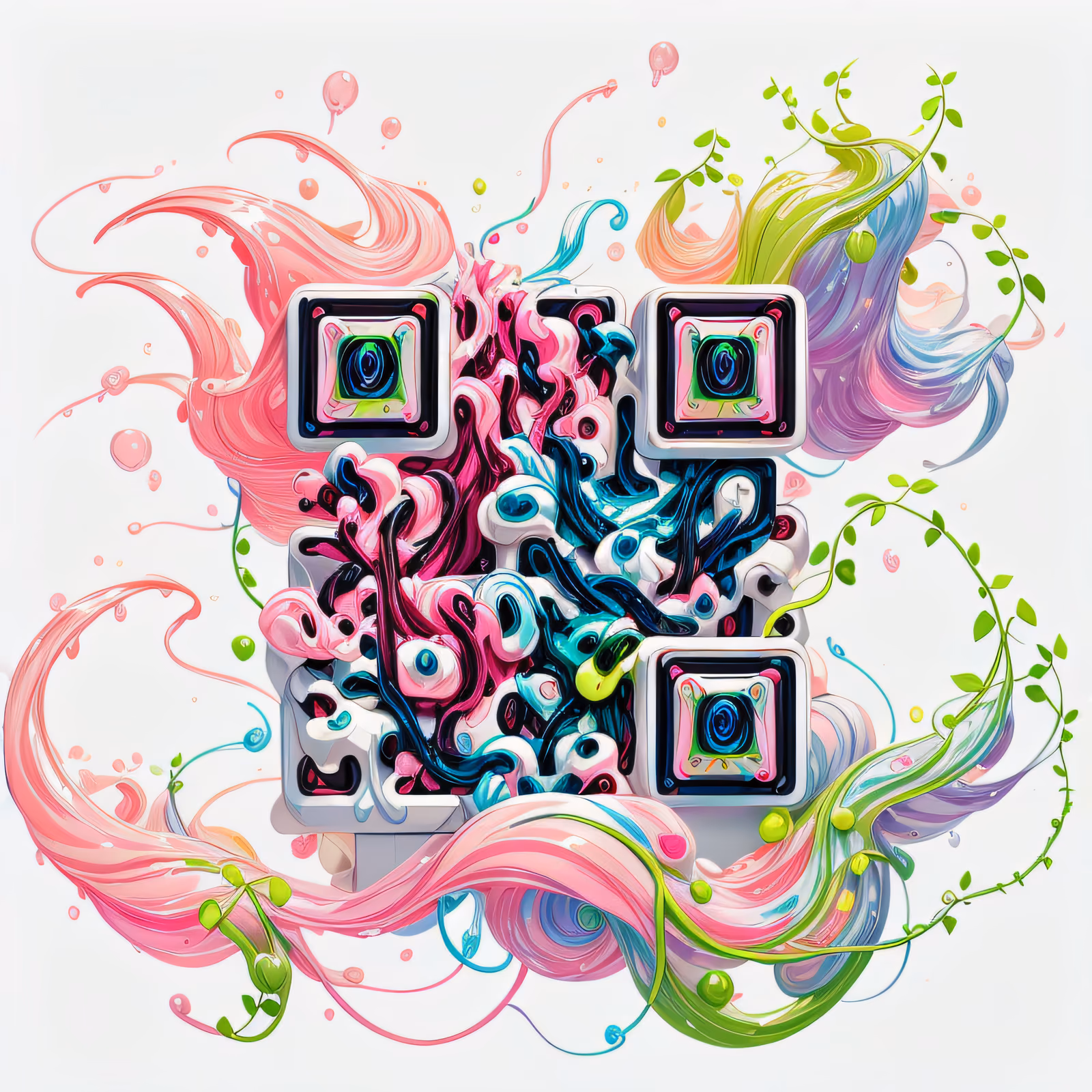 糖果糖浆藤蔓3D二维码设计,适用于贴纸 — 图片 1