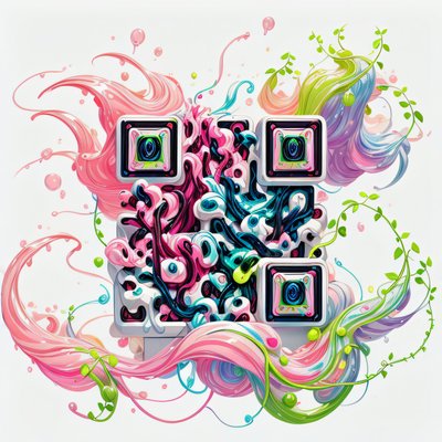 糖果糖浆藤蔓3D二维码设计,适用于贴纸
