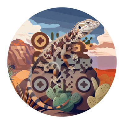 Desert Lizard on Rock Vector QR Code for Stickers