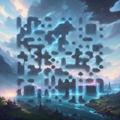 Floating Island Fantasy Landscape QR Code Art