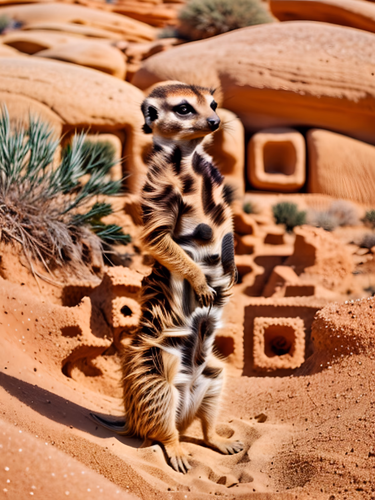 Meerkat in Desert Photography QR Code Art — image 1